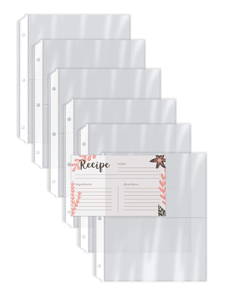Better Kitchen Products Recipe Card Page Protectors, 50 Count, 4 x 6 inch Pockets, 2 Pockets Per Page, (for Medium Size 8.1/2"x 6-7/8" Binders), Recipe Book Pocket Page Refill Sheets. - Image 1